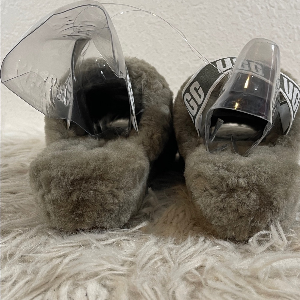 UGG Women's Fluff Yeah Slide Slipper 1095119 Burnt Olive Real Fur Lamb Sz. 9 NEW - Picture 5 of 15